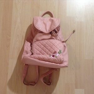 embroided flower pink backpack
